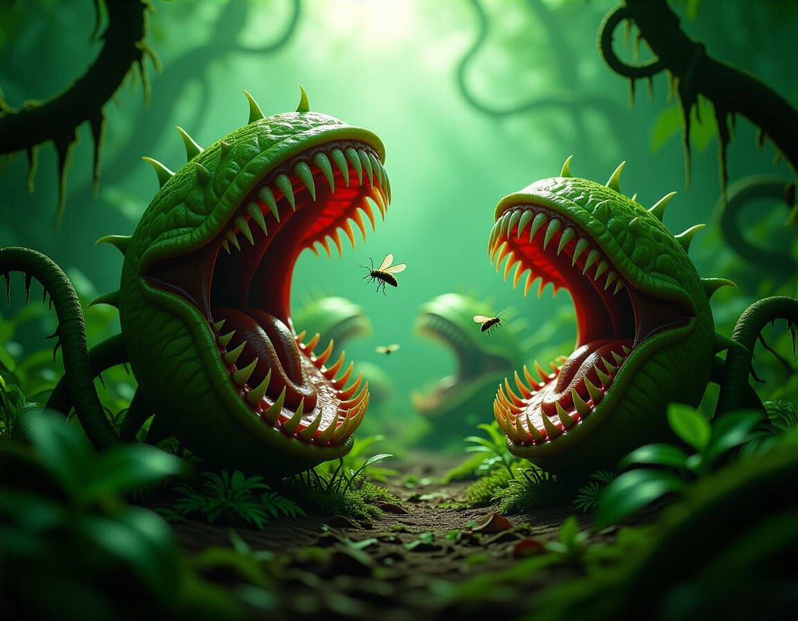 Carnivorous Plant Garden as Detailed Matte Painting