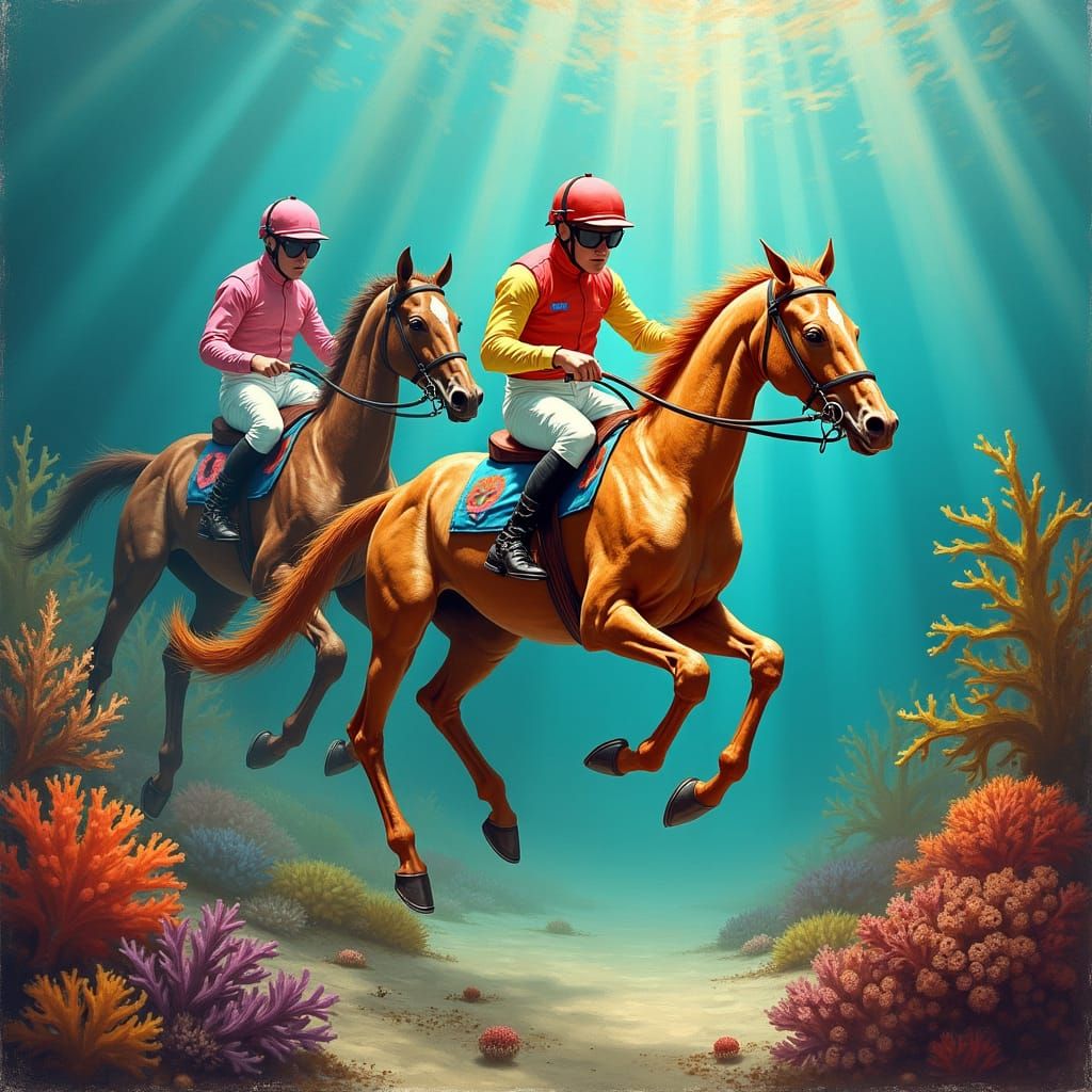 Seahorses Race Through Coral Reefs: Classic Realism