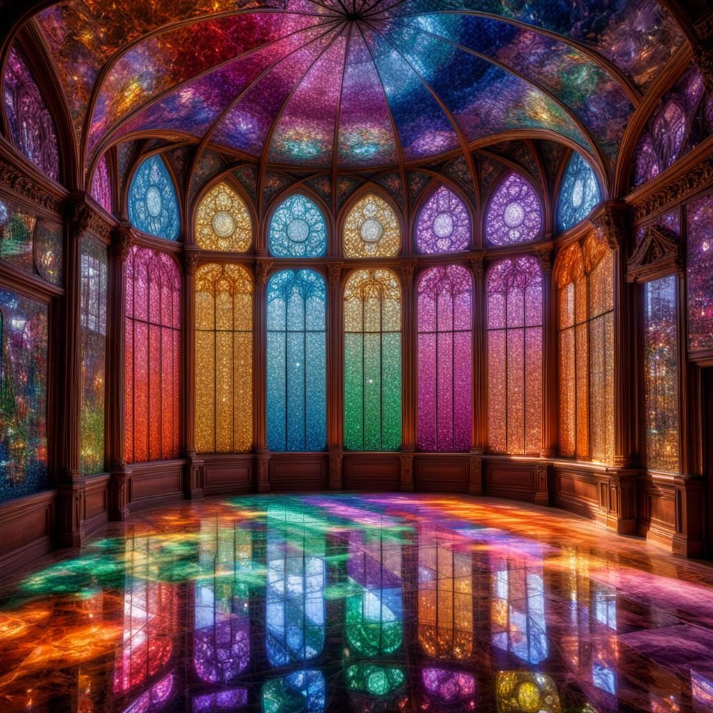Crystal Room: A Vividly Colored, Hyperrealistic Scene