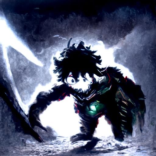 Horrific Izuku Midoriya Illustration in Doré Style