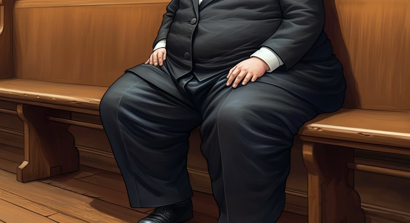 Digital Realistic Comic-Style Portrait of an Obese Hasidic M...