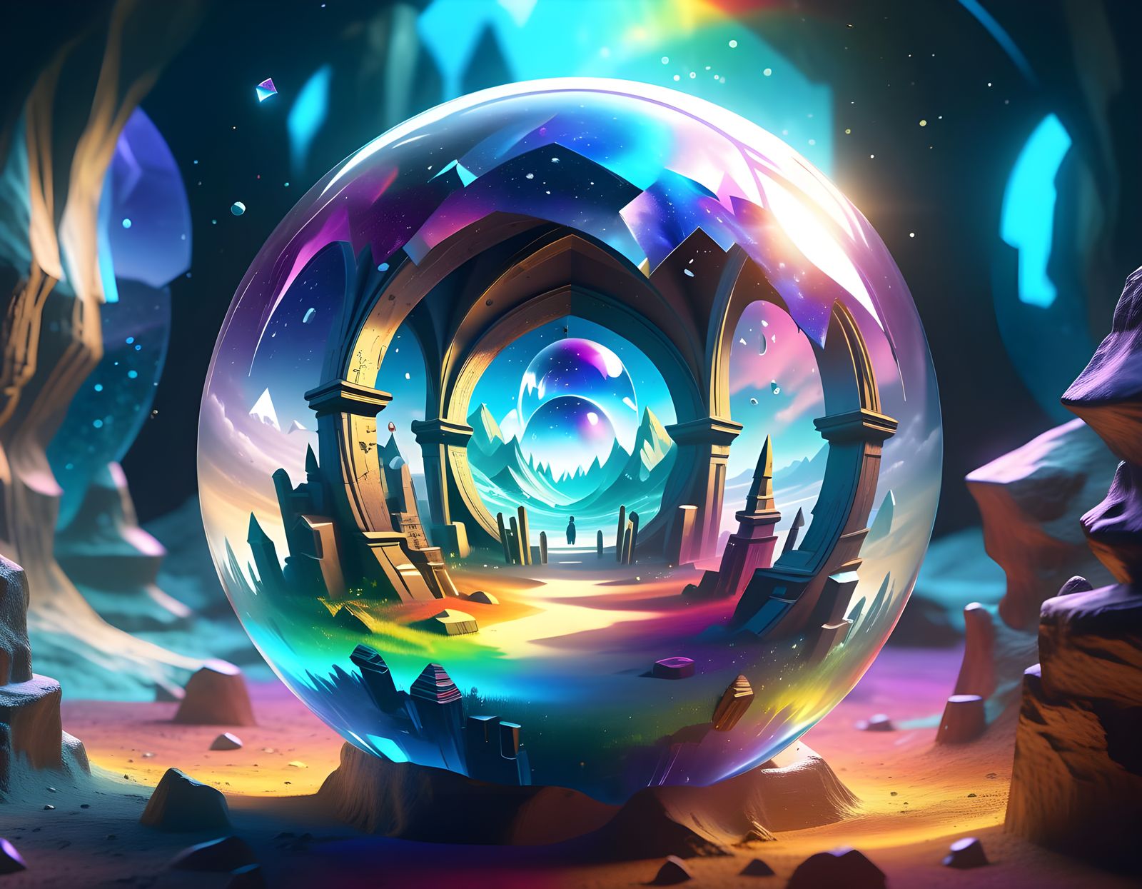 Galactic Dreamscape in Crystal Sphere