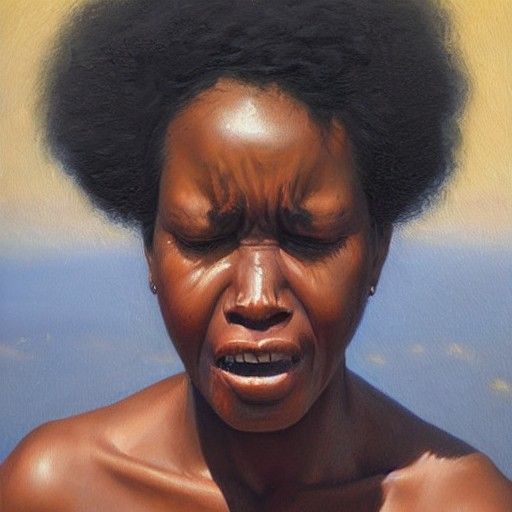 Poignant Oil Painting: Black Women's Tears
