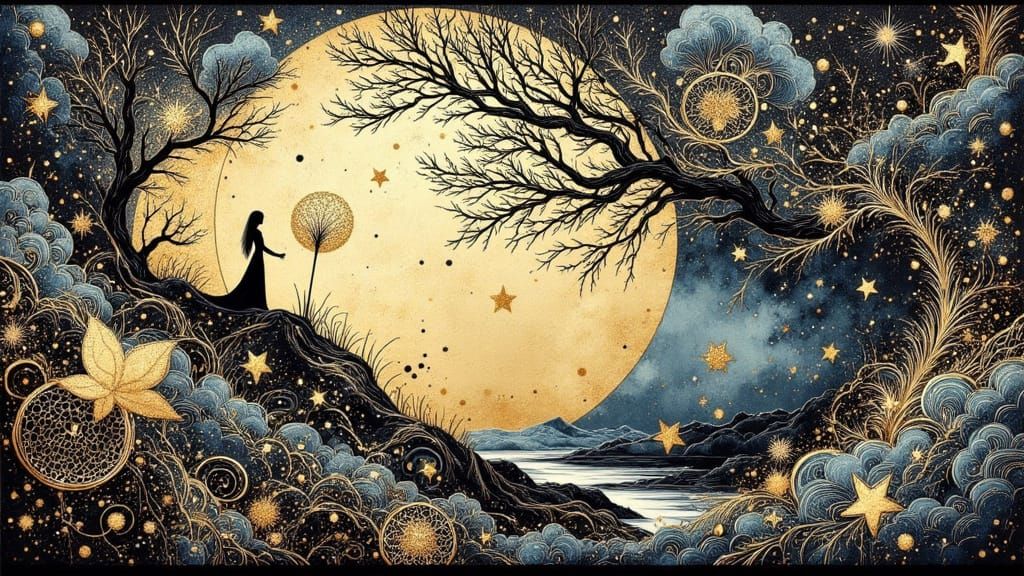 Ethereal Dreamscapes in Ancient Gold and Cloisonne