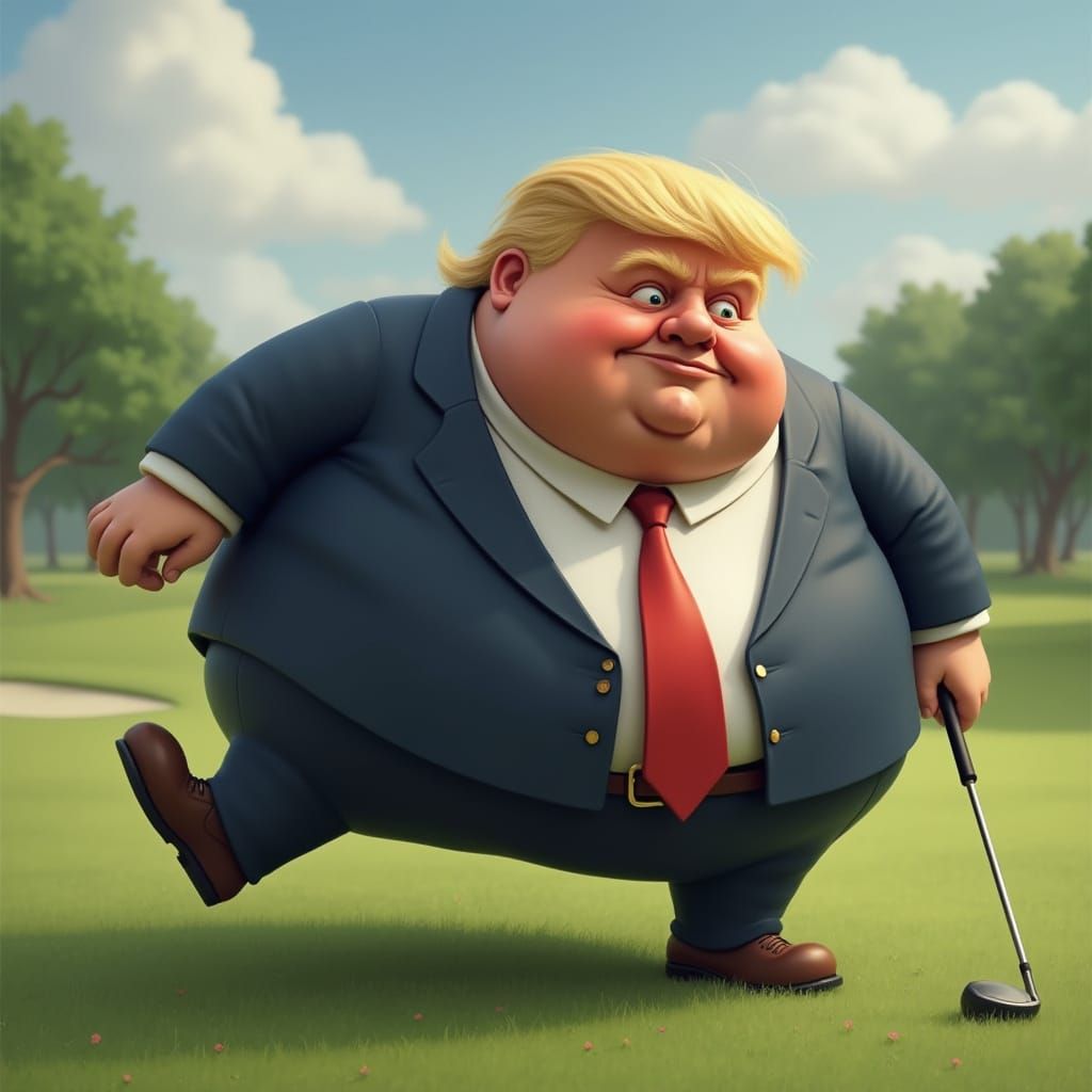 Falling Golfer in Realistic Style