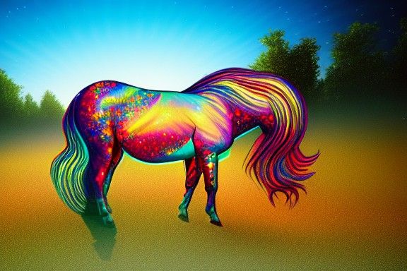 Cosmic Unicorn in Mixed Media Illustration