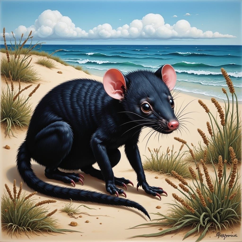 Tasmanian Devil Portrait in Acrylic Painting Style