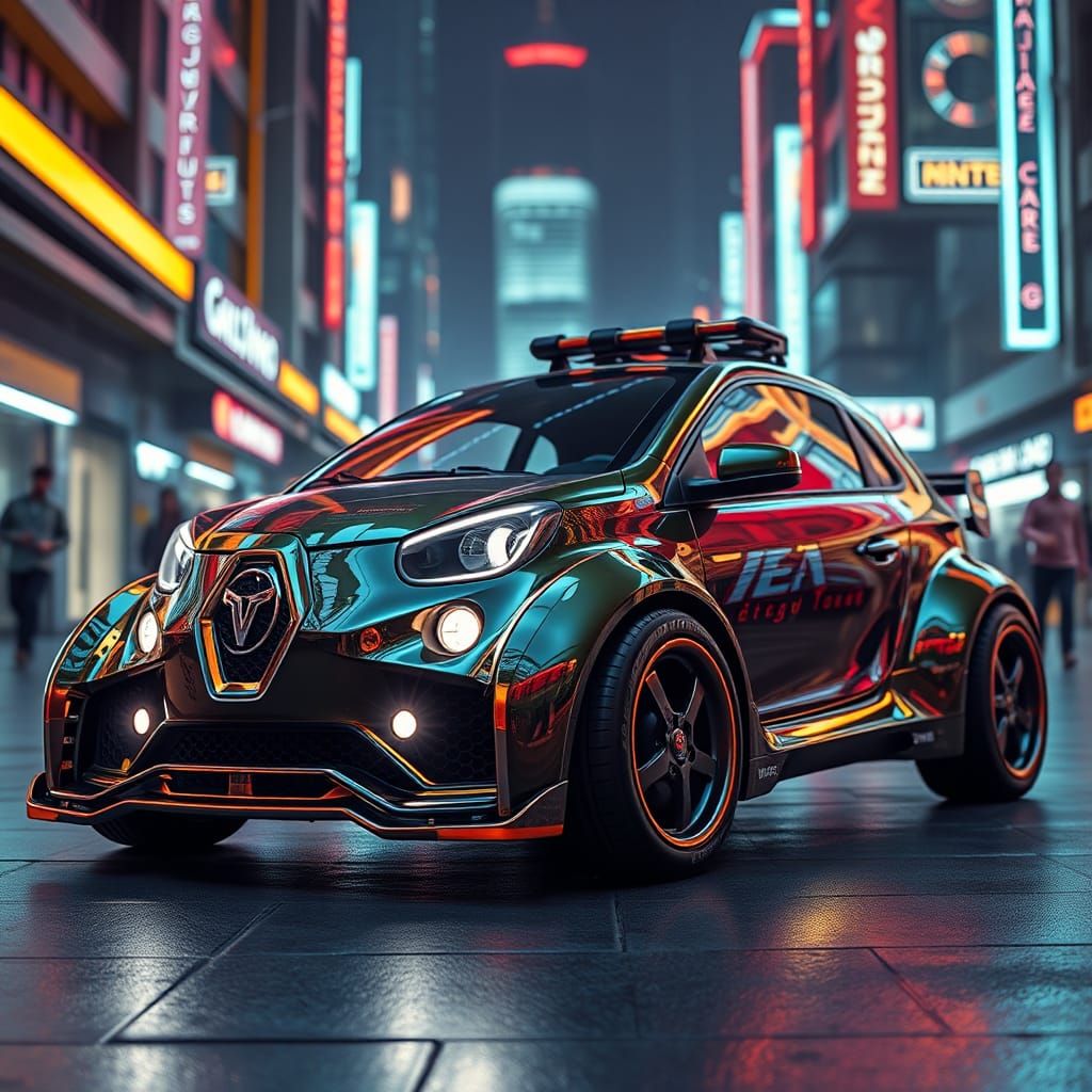 Steampunk Twingo: Futuristic Racing Car Transformation