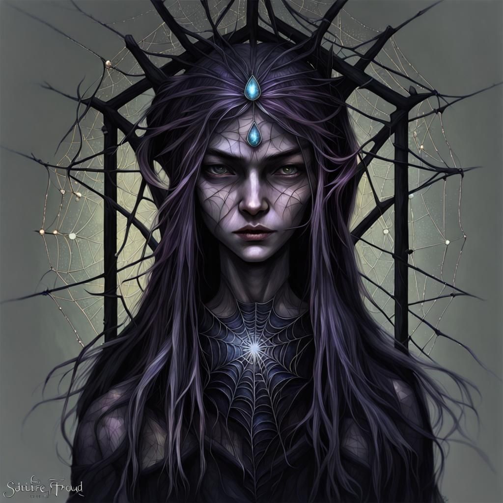 Glimmering Dewdrops: Dark Nature Digital Art