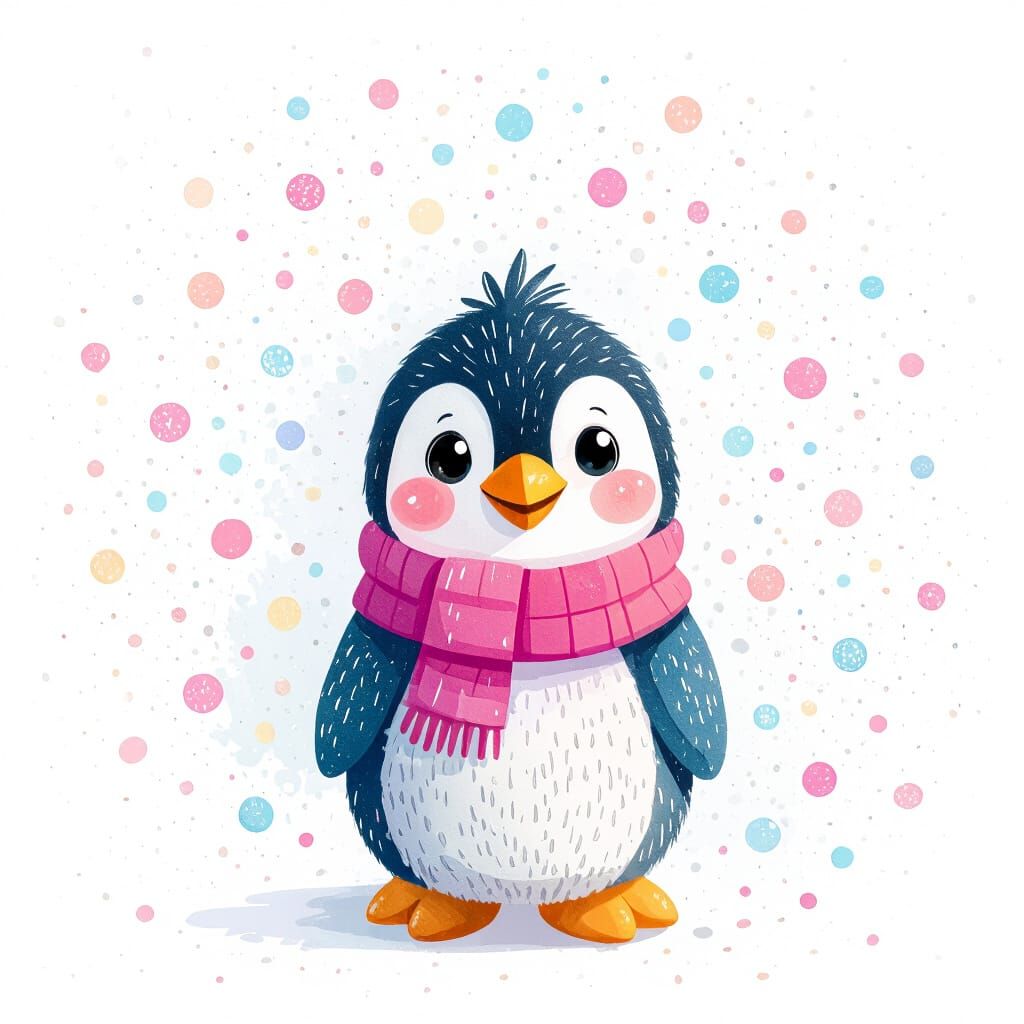 Cute 3B Pastel Penguin Character