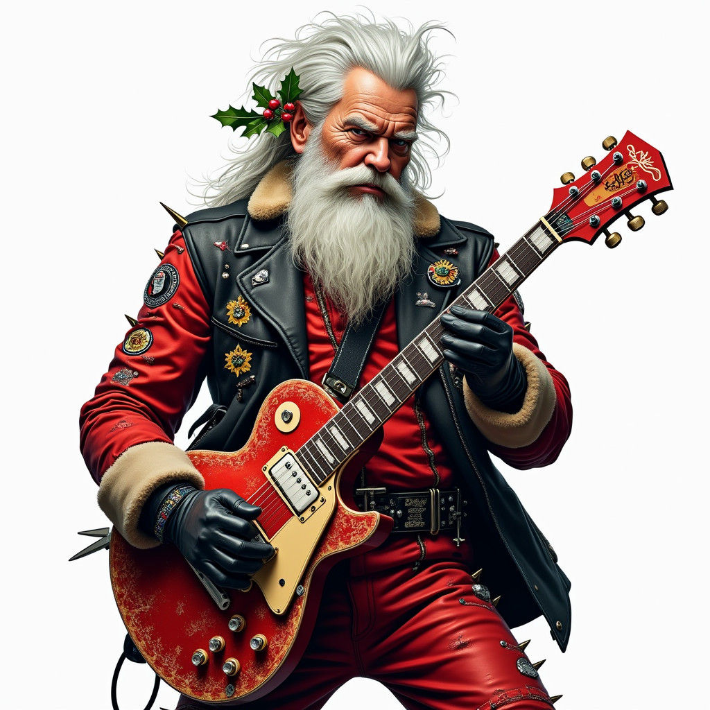 Punk Rock Santa with Electric Guitar