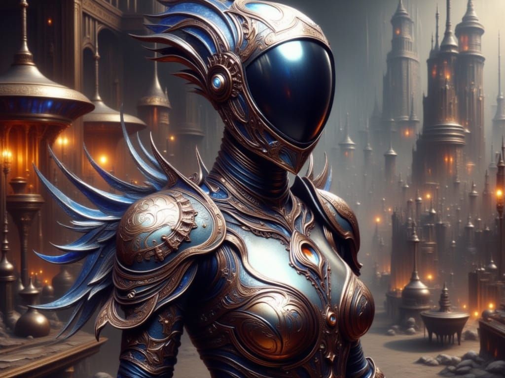 Exoplanet Metropolis Leader in Ornate Sci-Fi Style