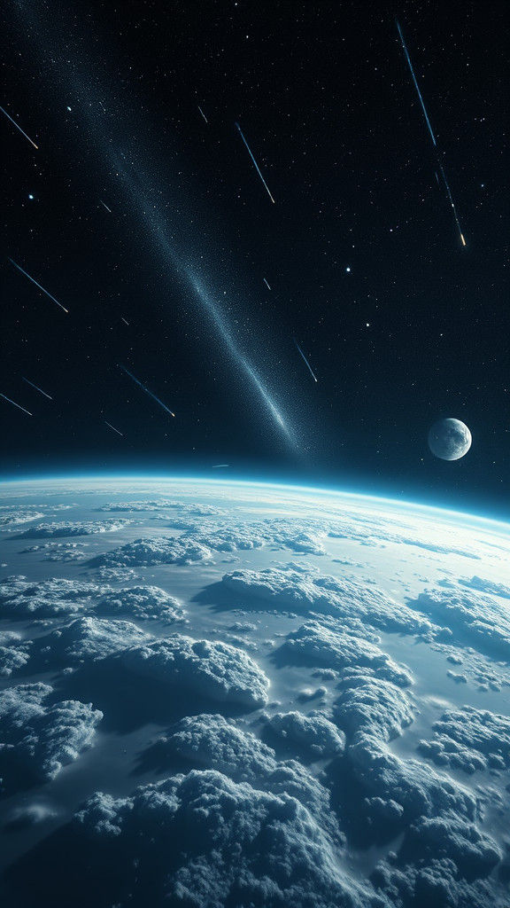 Meteor Shower Over Earth in Concept Art Style