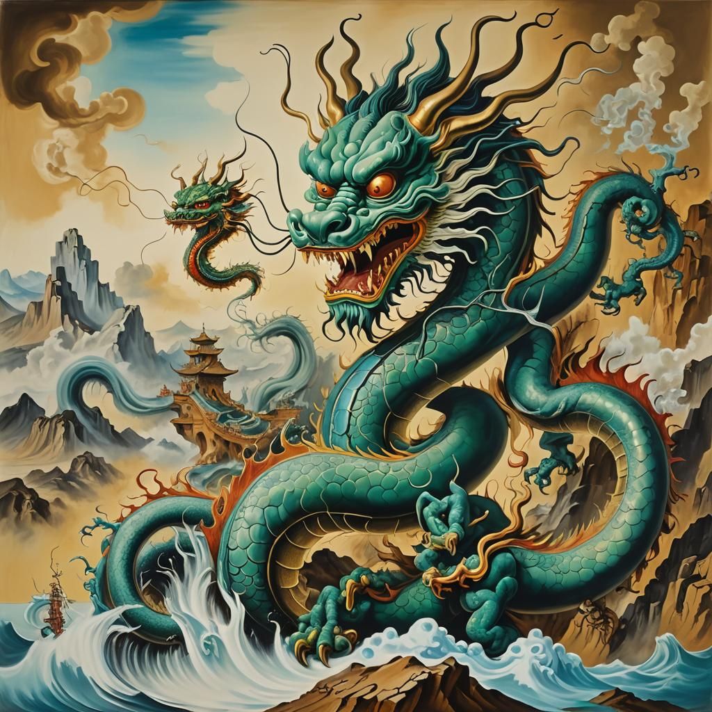 Surreal Chinese Dragon in Dali Style