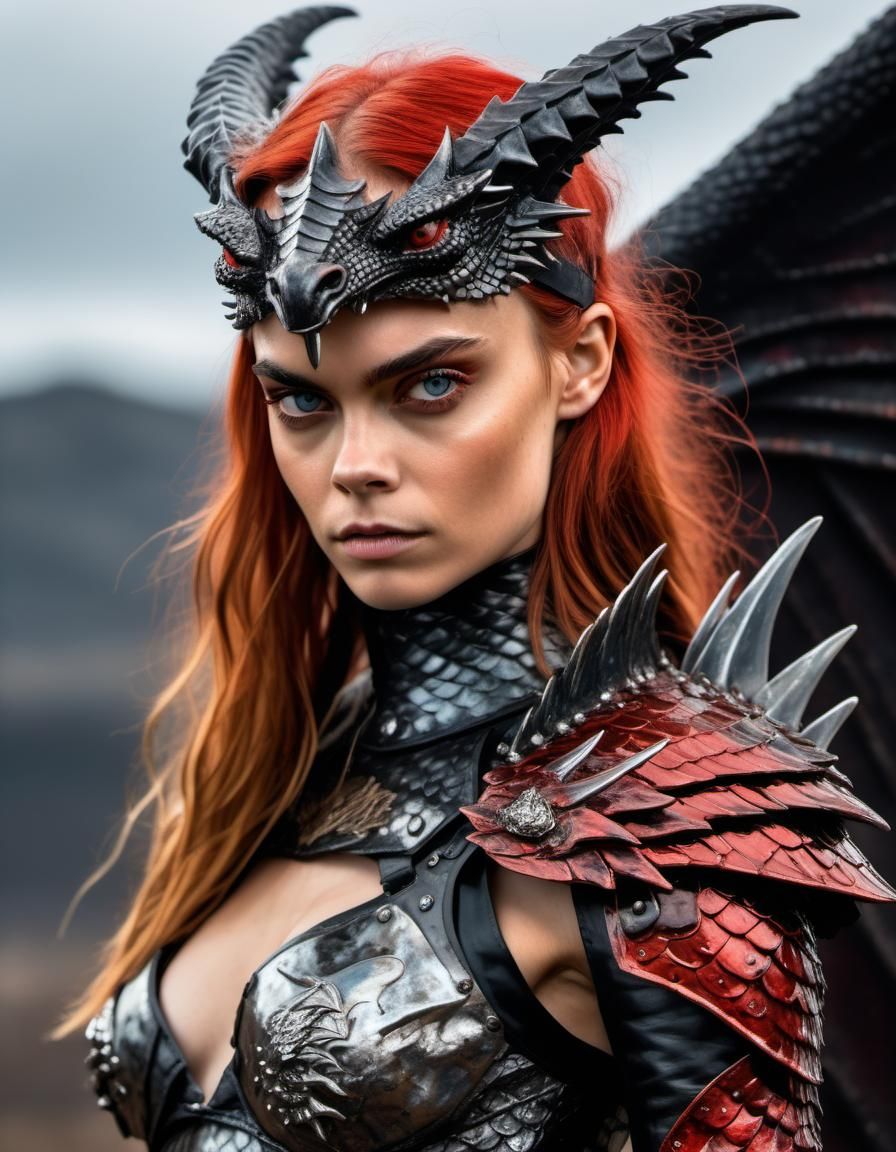 Red Sonja Dragon Hybrid as Impasto Painting