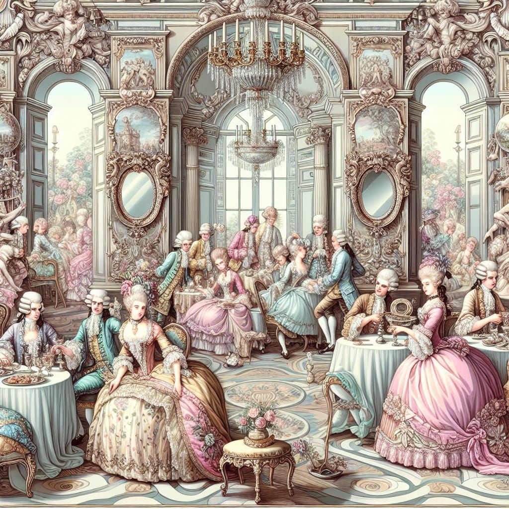 Rococo Era Salon Scene: An AI Recreation
