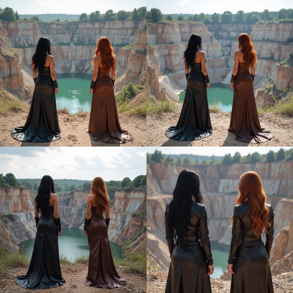 Goddess Duo in Leather Overlooking Quarry Cliff
