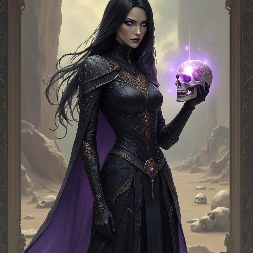 Dark Fantasy Wither Sorceress in Cinematic Lighting