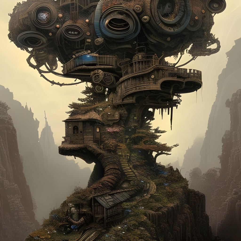 Dwarf Miner Exiting Bonsai Mine, Digital Matte Painting