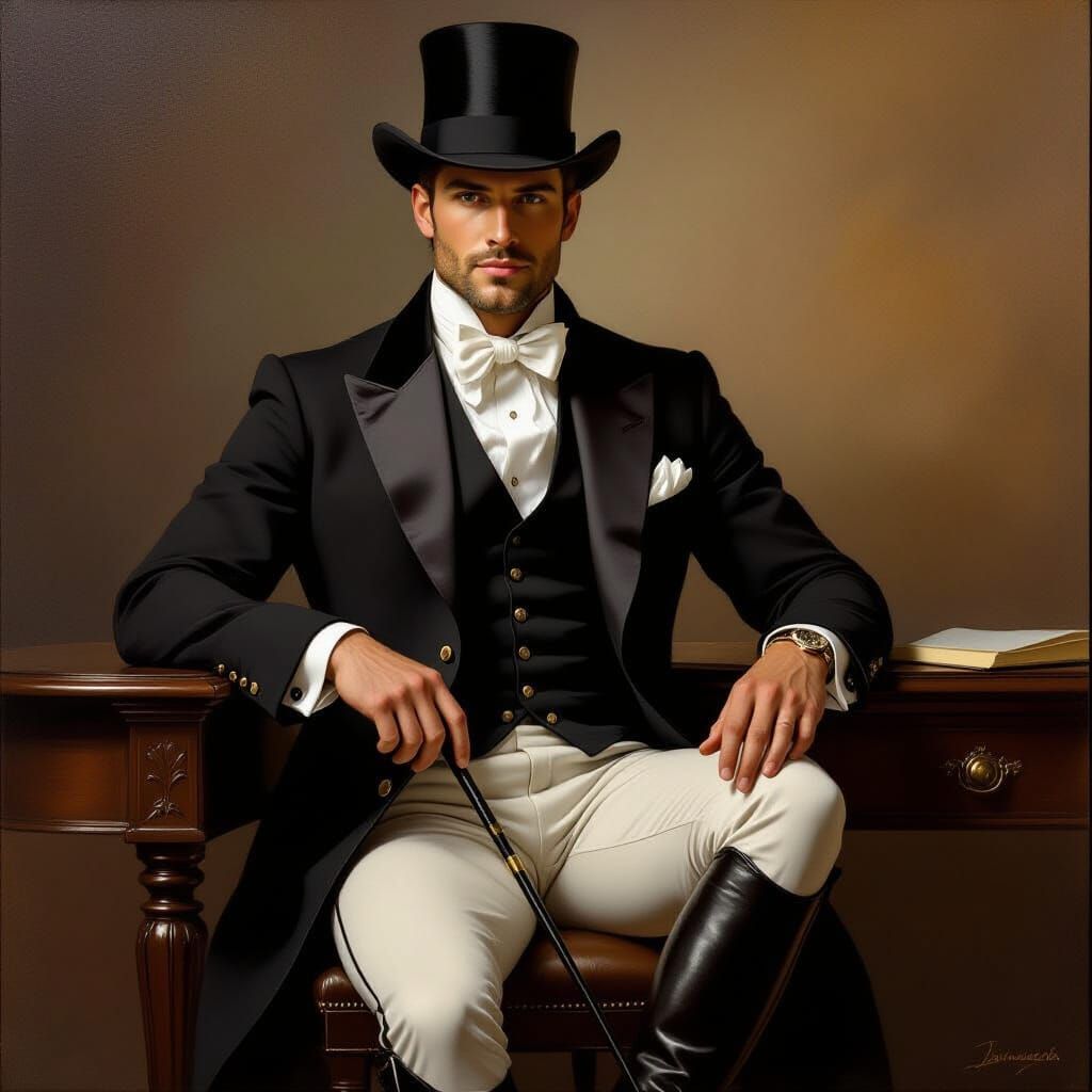 Elegant Equestrian Portrait in Classical Oil Style
