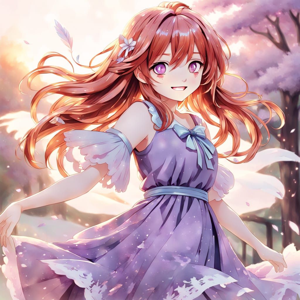 Anime-Inspired Portrait of a Young Girl in Soft Pastel Color...