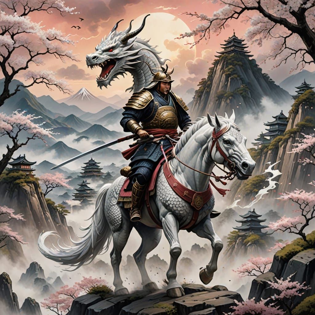 Majestic White Dragon Ascends to Feudal Japan