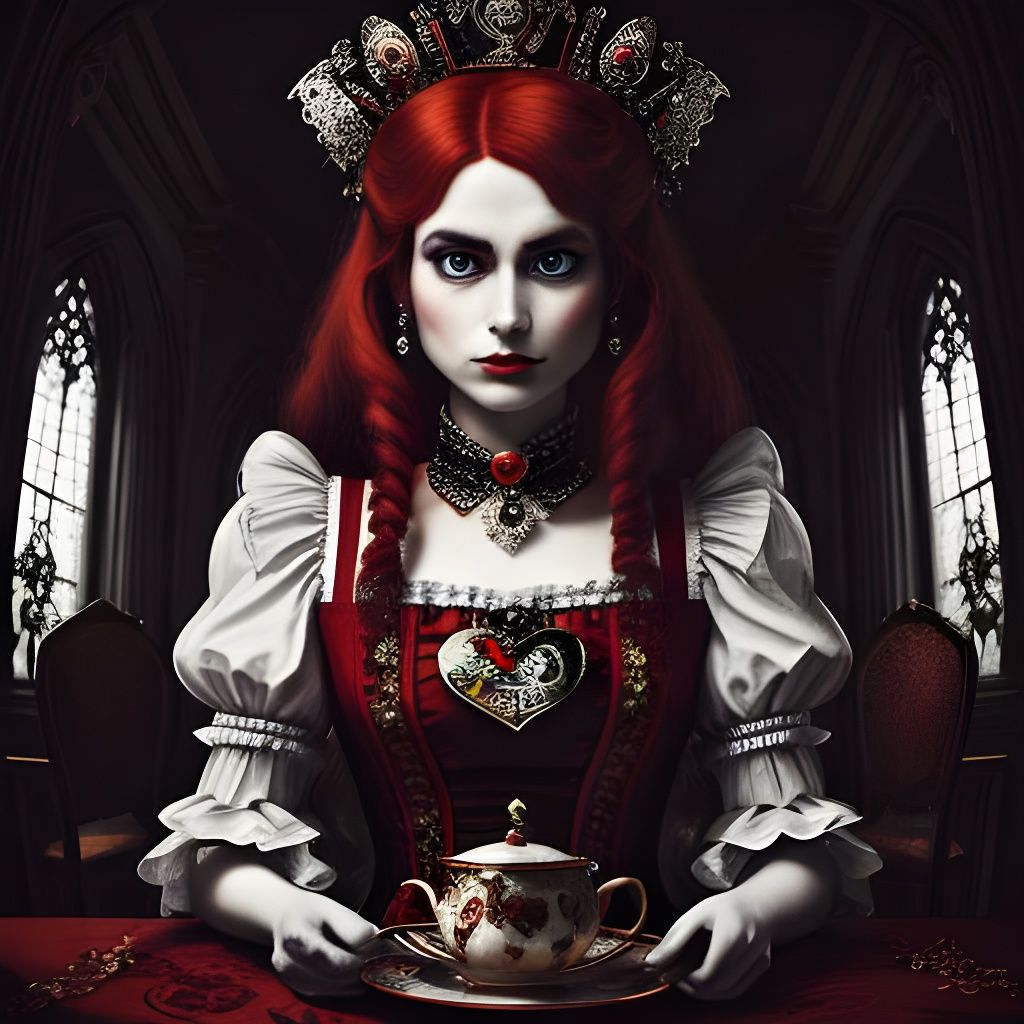 Queen of Hearts Cat in Wonderland Style