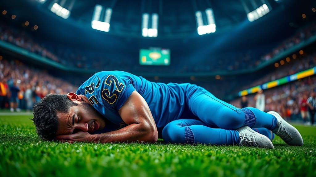 Electrifying Moment of Defeat on the Stadium Turf