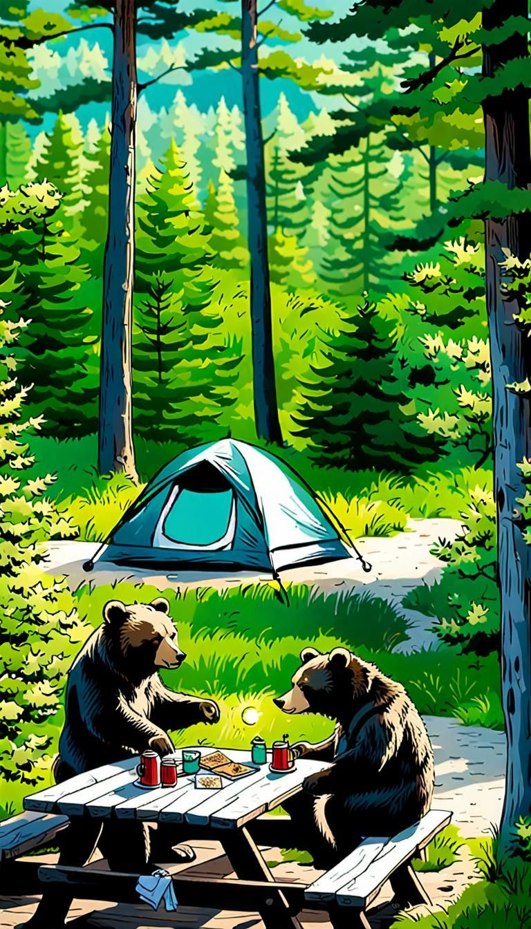 A campsite on the shores of Lake Michigan