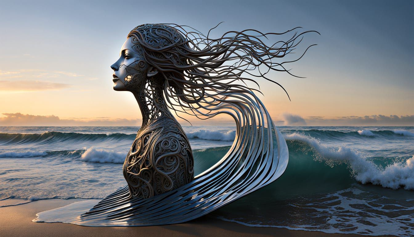 Surreal Fragmented Sculpture with Central Figure and Labyrin...