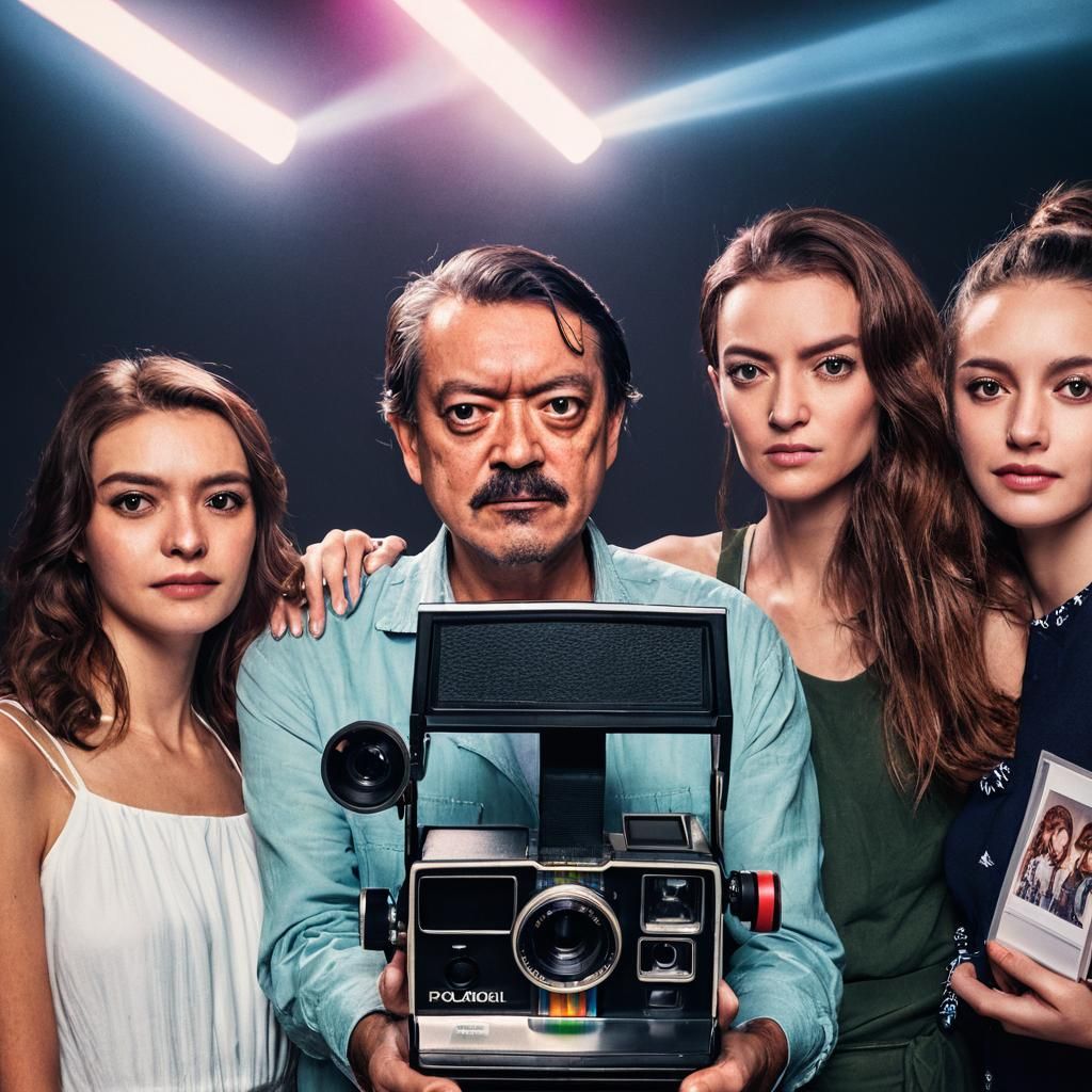 Photographer Portrait with Polaroid Camera in Studio