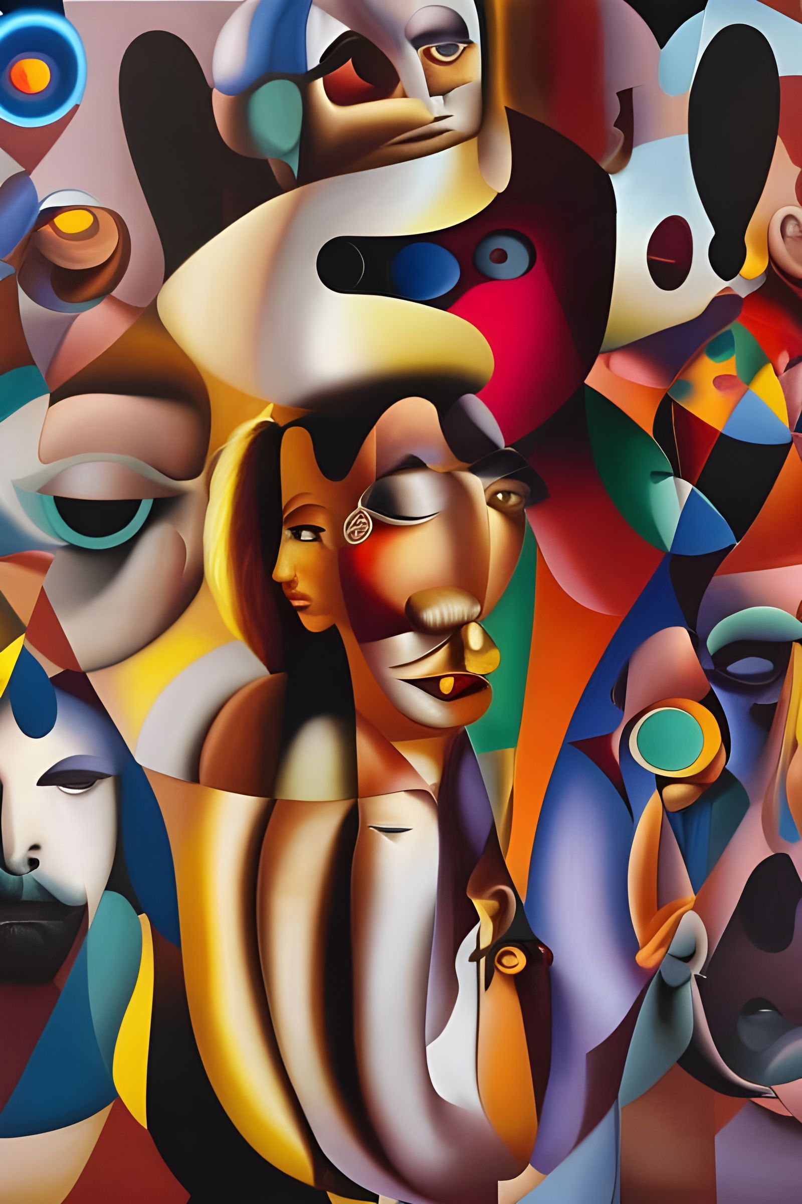 Abstract Folk Singers in Hyperreal Surrealist Painting