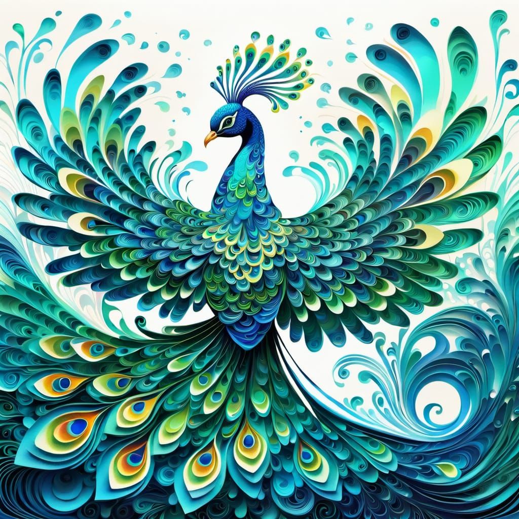 Vibrant Phoenix Firebird Takes Flight into Heavenly Waters