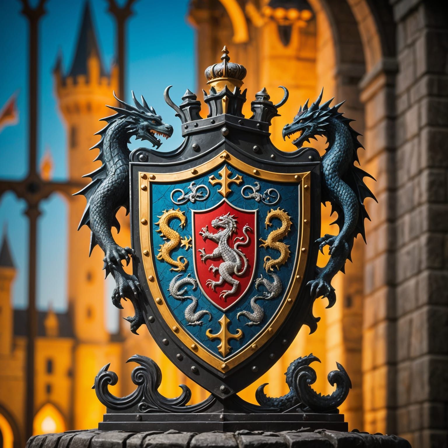 Medieval Heraldic Shield in Dramatic Lighting