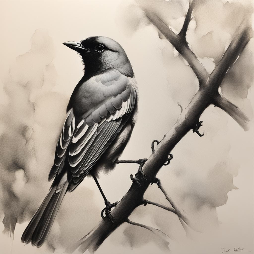 Dramatic Bird Portrait with Light and Shadow