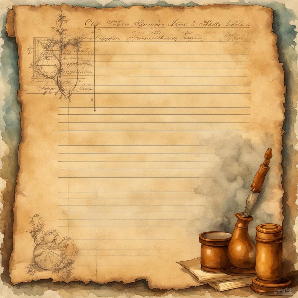 Vintage Parchment with Wizard and Magic Formulas