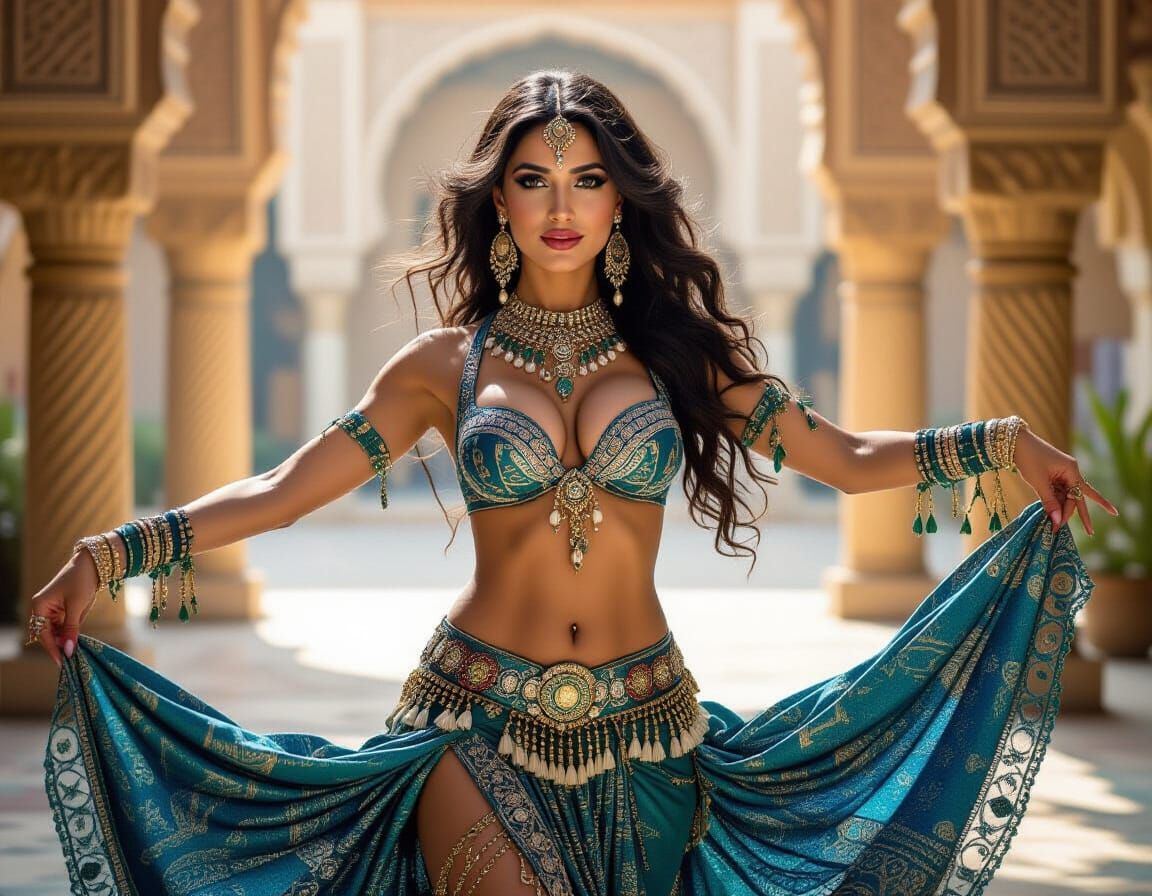 Elegant Bellydancer in Middle Eastern Setting