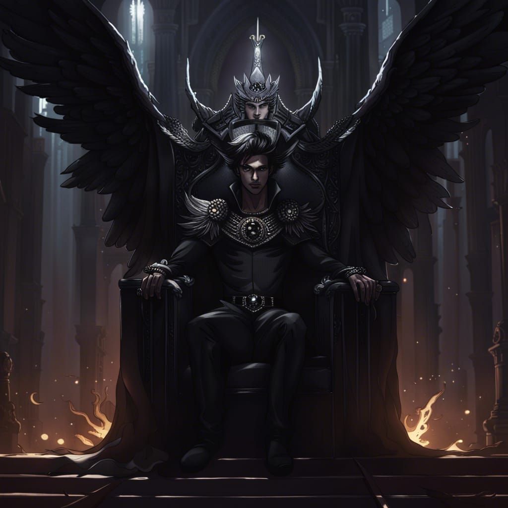 Demon Prince on Throne in Anime Style