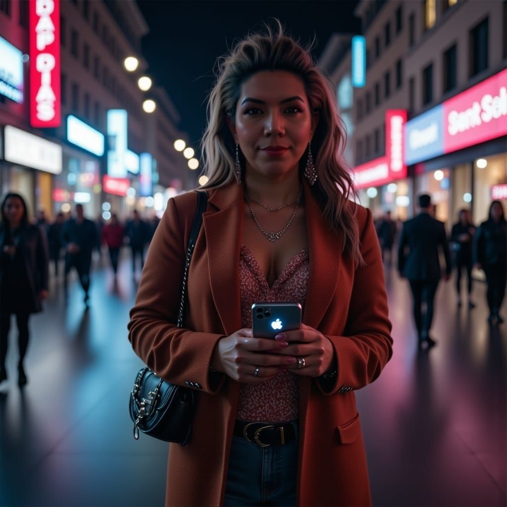 Social Media Influencer in Surreal Urban Setting