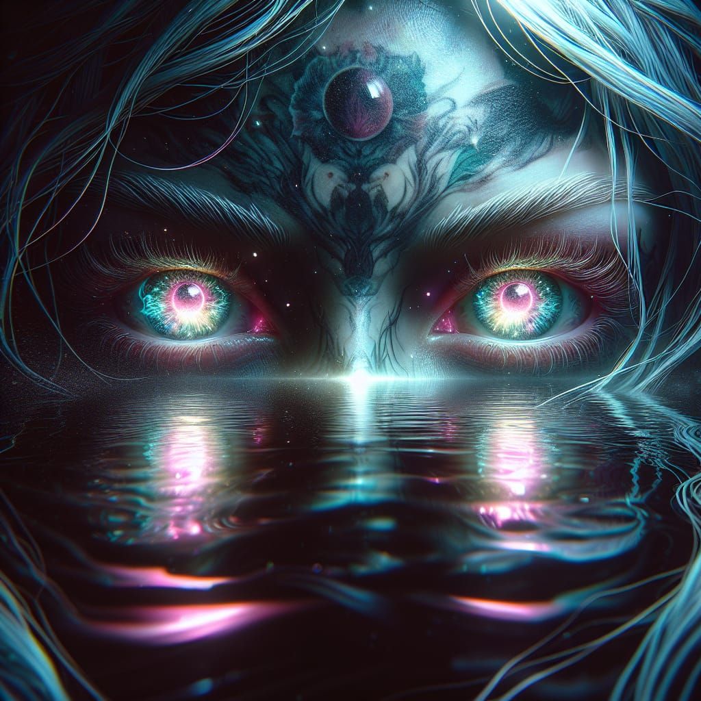 Surreal Mermaid Portrait in Eerie, Ghostly Hues