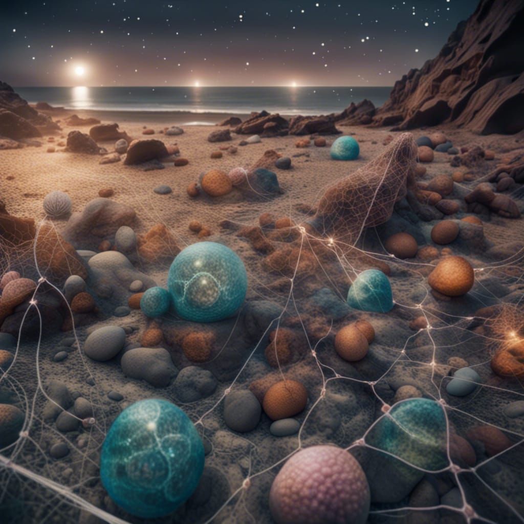 Martian Shoreline Polaroid with Sparkling Galaxy