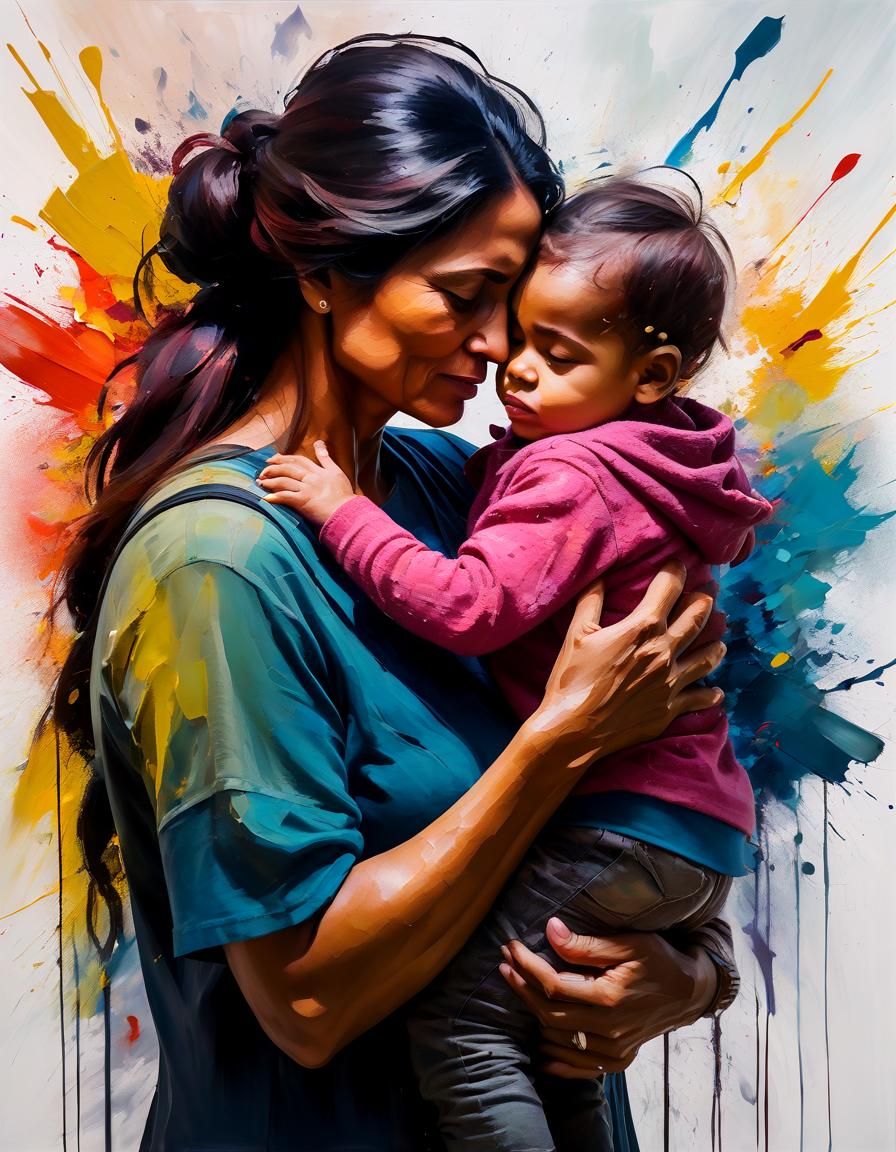 Poignant Portrait: Mother and Child in Loving Embrace