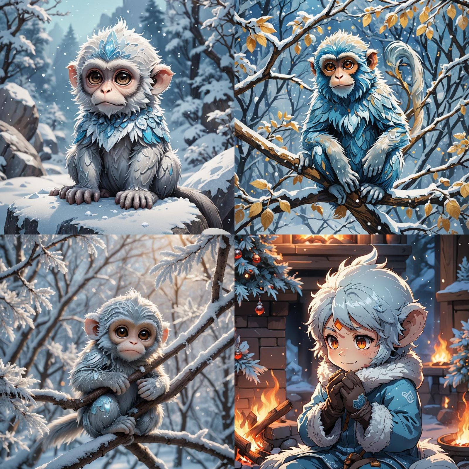 Chibi Frost Monkey in Anime Style