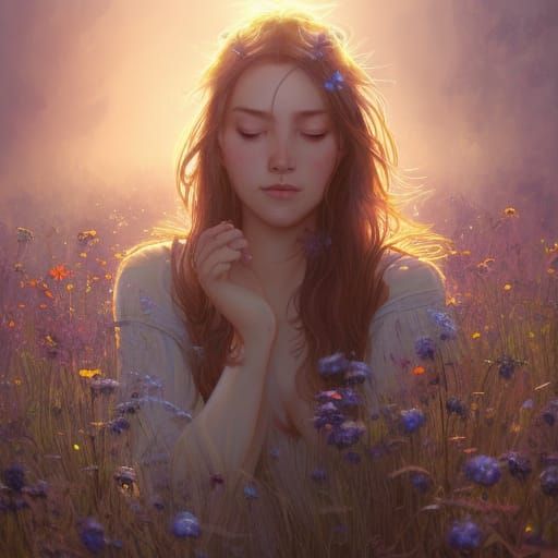 Wildflower Meadow Portrait with Dynamic Lighting