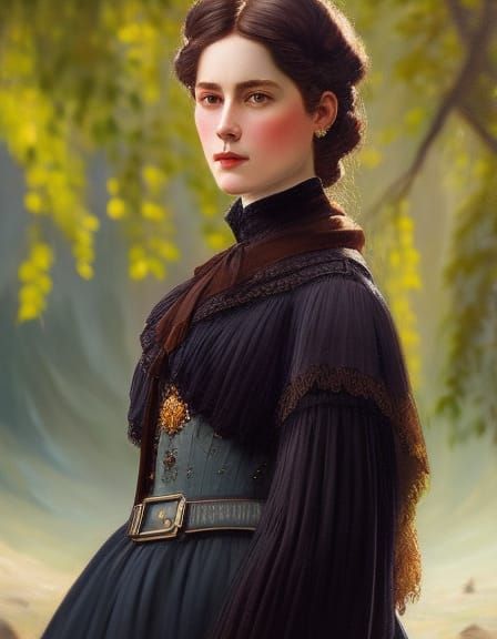 Victorian Beauty Portrait in Oil Painting Style