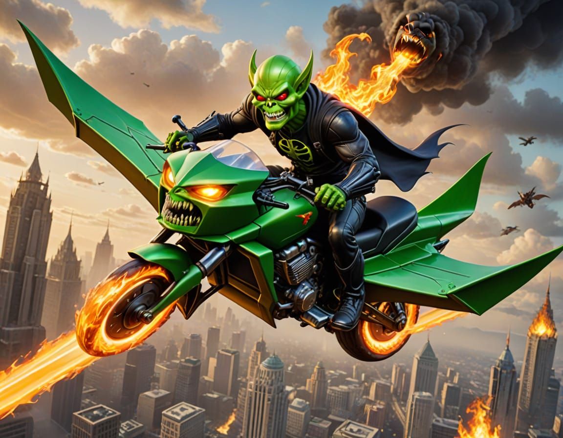 Ghostly Goblin Soars on Bat-Shaped Glider