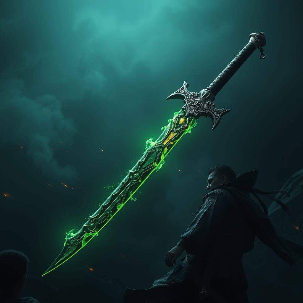 Mythic Green Katana Unleashes Blazing Fury