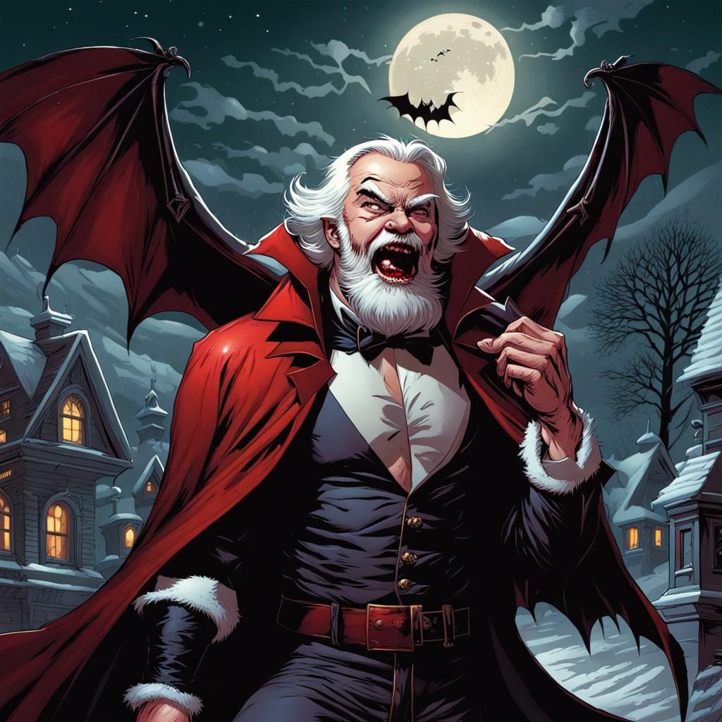 Vampire Santa Claus in Comic Book Style