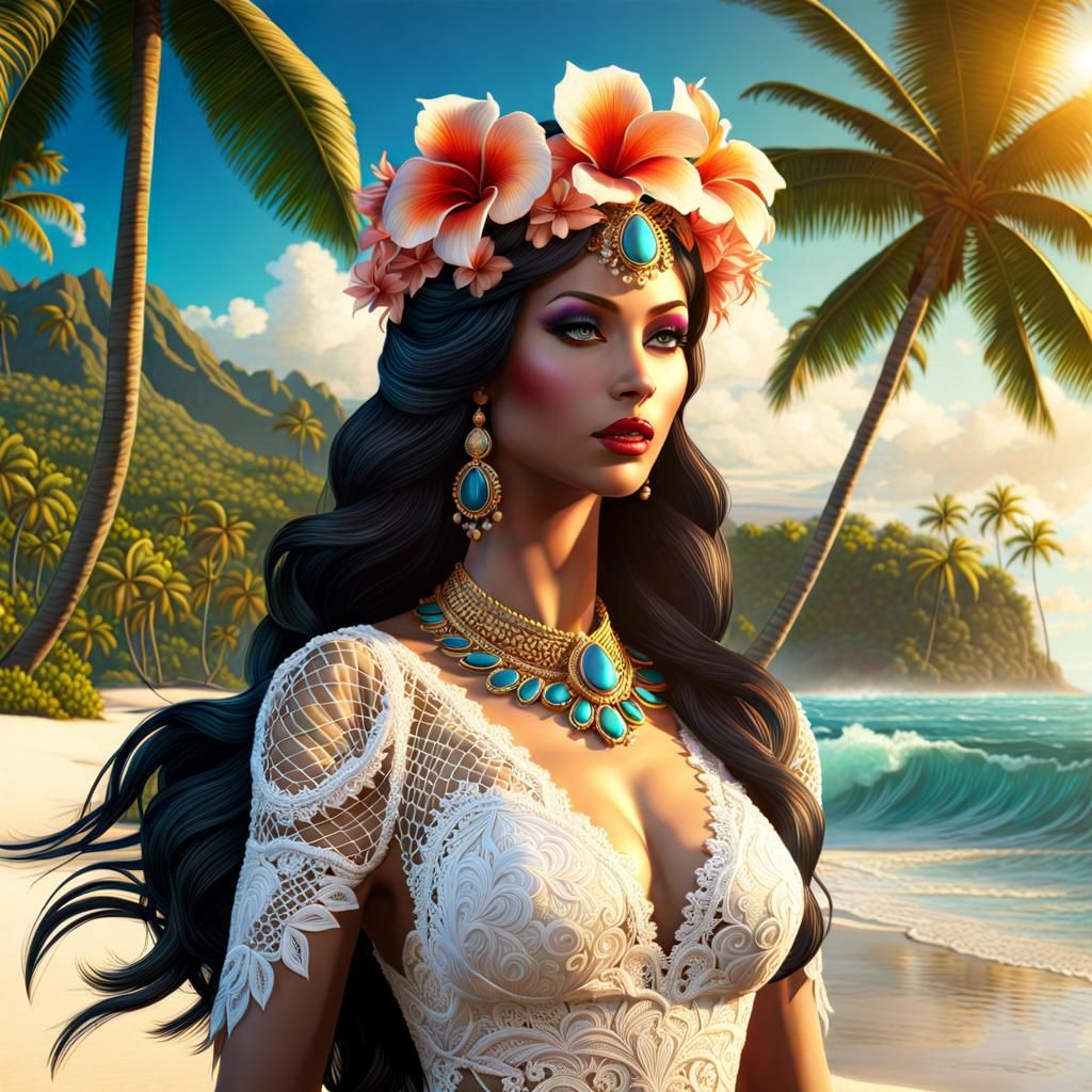 Lace Paradise: Hawaiian Goddess in Fantastical Detail