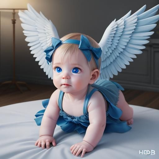Australian Cherub Baby with Angel Wings: HD Realism